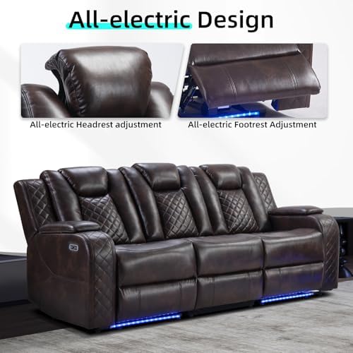 CANMOV Power Home Theater Seats, Faux Leather Reclining Living Room Furniture - Image 6
