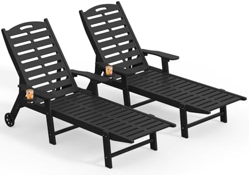 Ciokea Lounge Chair Outdoor Set of 2, 5-Position Adjustable Patio Lounge Chairs by CIOKEA