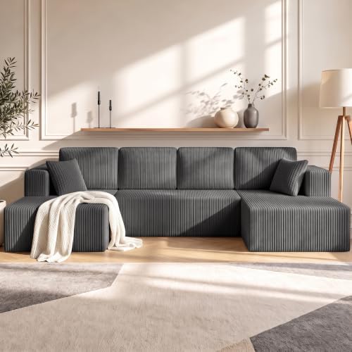 130" Boneless Couch U-Shaped Sectional Sofa by Yimilife