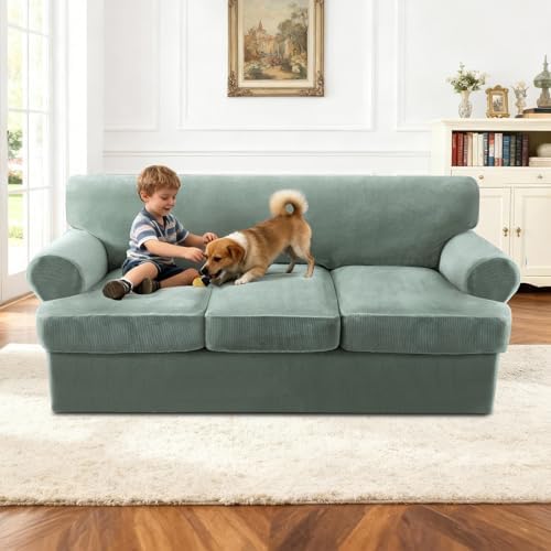 Turquoize T Cushion Sofa Slipcover 4 Piece Sofa Covers - Image 3