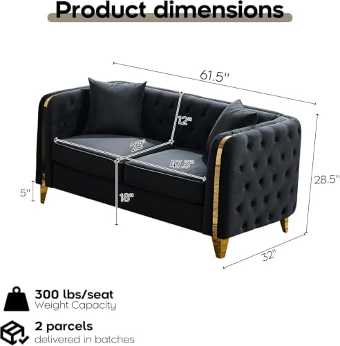 Velvet Chesterfield Sofa, Mid Century Modern Deep Seat Couch - Image 2