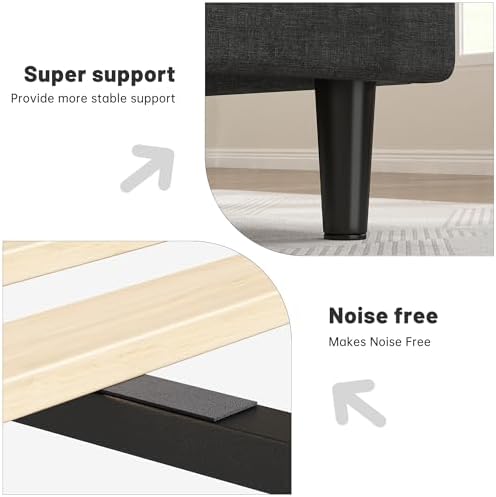 EnHomee King Size Bed with Upholstered Headboard & Charging Station - Image 6