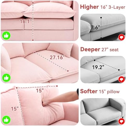 Loveseat Sofa Couch, Small Mini Compact 50" Love Seat 27" Deep Cloud Sofa Seat - Image 4