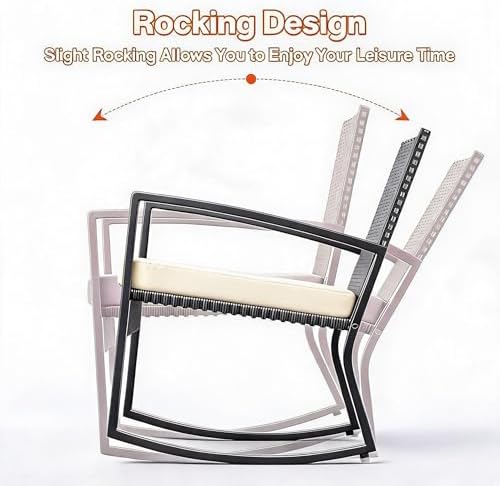 IDEALHOUSE 4 Piece Outside Patio Furniture Set, Outdoor Wicker Rocking Chair - Image 6