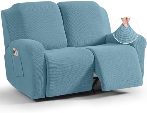 TAOCOCO Stretch Loveseat Recliner Covers 6 Piece, Dusty Blue by TAOCOCO