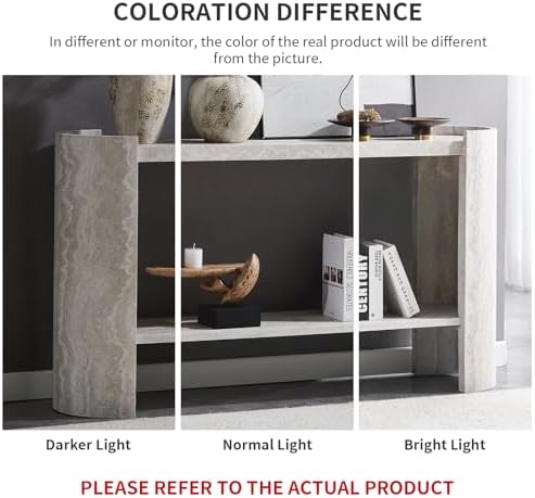 53" Faux Travertine Stone Console Table - Image 6