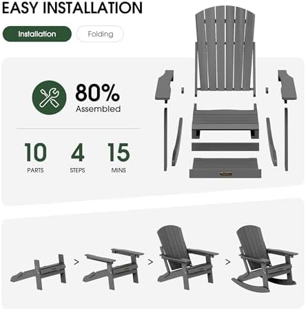 4-in-1 Adirondack Rocking Chair, - Image 6