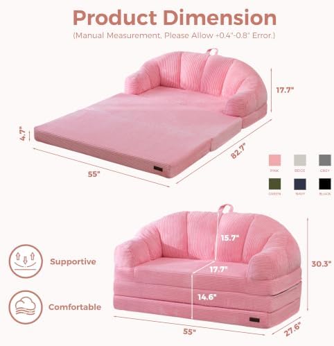 MAXYOYO Folding Sofa Bed with Backrest, Boneless Fold Out Couch with Handle - Image 3