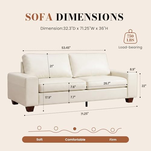 COUCHOICE Modern Faux Leather Loveseat Sofa, Compact Small Couch - Image 2