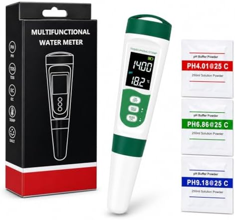5 in 1 Water Quality Tester, Digital pH TDS EC Salinity Temperature Meter by Supmea