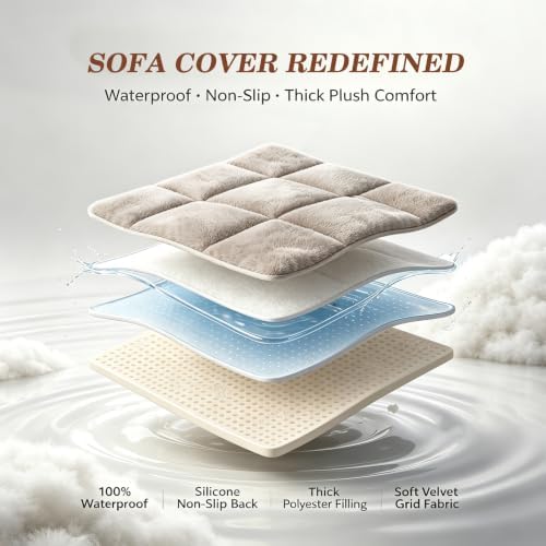 ALIECOM Pet Couch Covers for Sofa Waterproof Plush Dog Sofa Cover Washable - Image 3