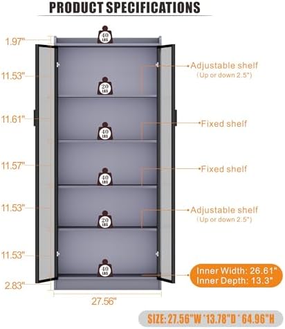 Dystler 65" Tall 5-Tier Display Cabinet - Image 2