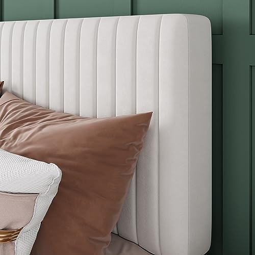 Allewie King Bed Frame, Velvet Upholstered Platform Bed - Image 4
