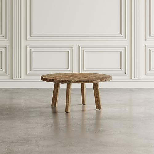 Jofran Reclamation 36" Round Rustic Reclaimed Solid Wood Coffee Table - Image 6