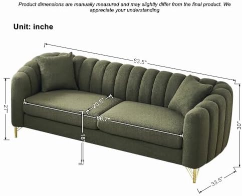 83.5" Oversized Modern 3-Seater Sofa, Teddy Tufted Couch - Image 2