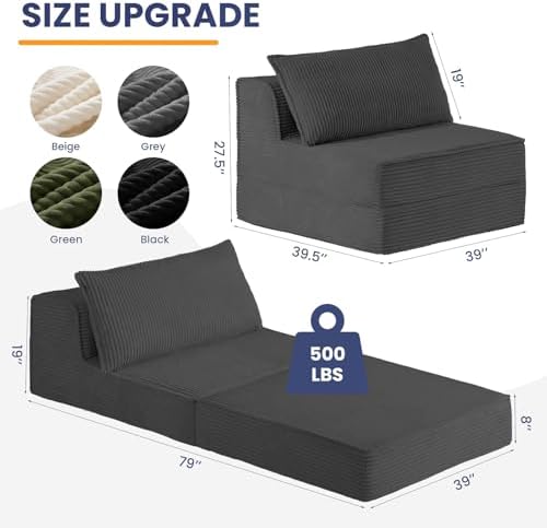 Erament Folding Sofa Bed, Portable Floor Couch Lounge Sofa - Image 2