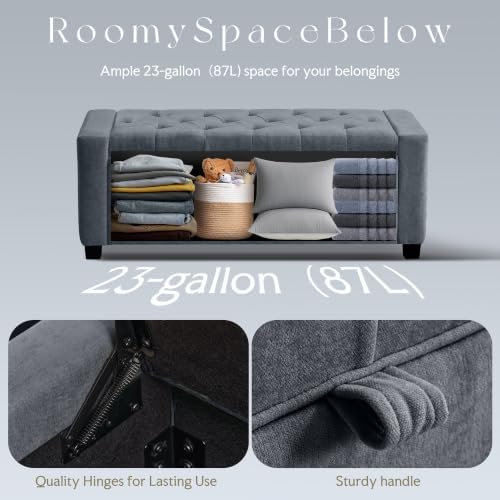 GRAINELL 42.13” Storage Ottoman Bench, Upholstered Tufted Bedroom Bench - Image 6