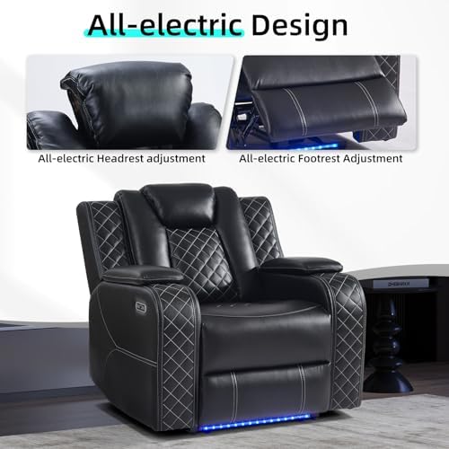 CANMOV Faux Leather Power Home Theater Seating, Movie Single Reclining Sofa - Image 5