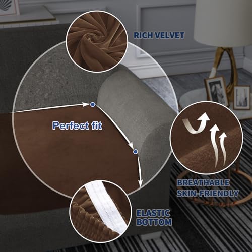 MAXIJIN Velvet Stretch Couch Cushion Covers Soft Sofa Cushion Cover Replacement - Image 5