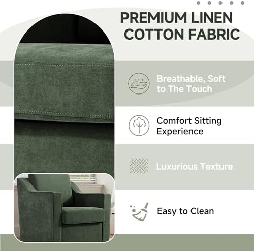 Swivel Accent Chair, Chenille Upholstered Armchair - Image 6