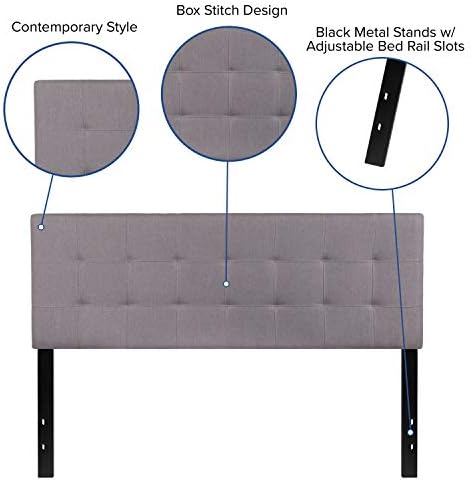 Flash Furniture Bedford Tufted Upholstered Queen Size Headboard in Light Gray - Image 4