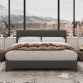 Allewie Full Size Upholstered Bed Frame Adjustable Headboard, Dark Grey by Allewie
