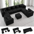 MONVANE 158" U-Shaped 10 Seat Modular Sectional Cloud Couch, Jet Black by MONVANE