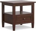 SIMPLIHOME Warm Shaker 20" Wide Solid Wood End Table in Russet Brown by SimpliHome