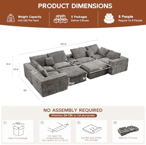 167.5" Oversized Boneless Couch Sleeper Sofa - Image 2