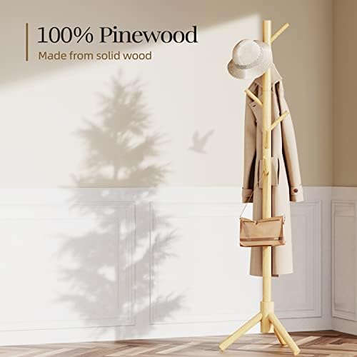 Pipishell Solid Wooden Coat Rack Freestanding - Image 4