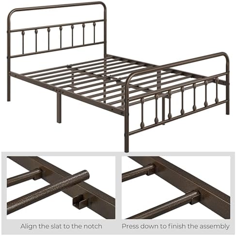 Yaheetech Full Metal Platform Bed Frame, Victorian Headboard & Footboard - Image 6
