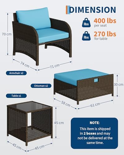 Garvee 5-Piece Outdoor Patio Conversation Set - Image 6