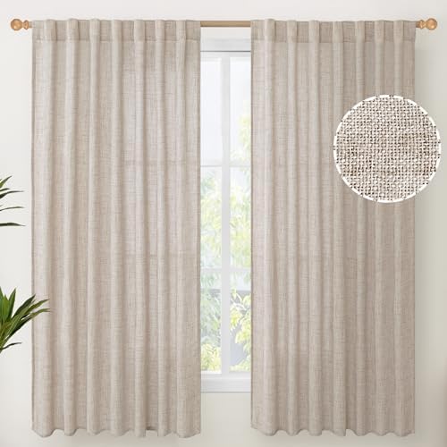 YoungsTex Natural Linen Curtains 60x63 Inch Length by YoungsTex