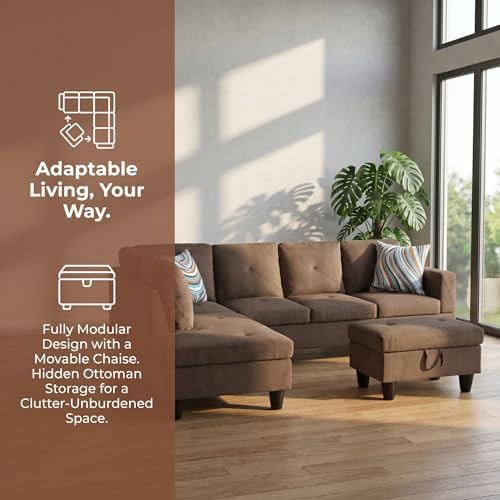 3-Piece L-Shaped Modular Leather Sofa – Convertible Sectional Couch - Image 5