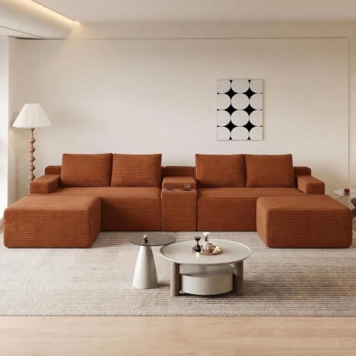 GNIXUU 140.6" Orange Boneless Cloud Sectional Couches by GNIXUU