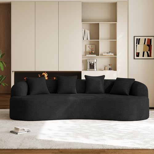 Modern Curved Couch, Oversized 4 Seater Boneless Chenille Sofa - Image 3