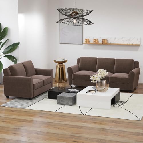 Bonzy Home 58" Brown Loveseat Sofa Couch - Image 6