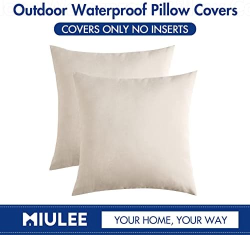 MIULEE Decorative Outdoor Pillow Covers Euro Waterproof 24x24 Beige - Image 6