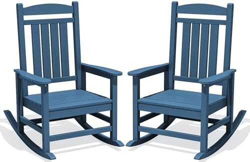 KINGYES Oversized Outdoor Rocking Chairs Set of 2, HDPE Porch Rockers by KINGYES