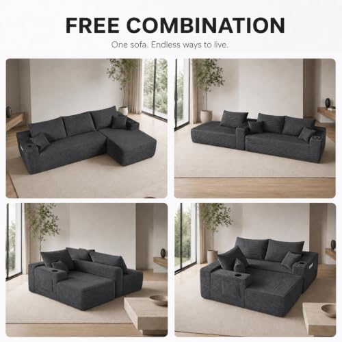108 inch Boneless Couch, Modular L-Shaped Cloud Sectional Sofa - Image 6