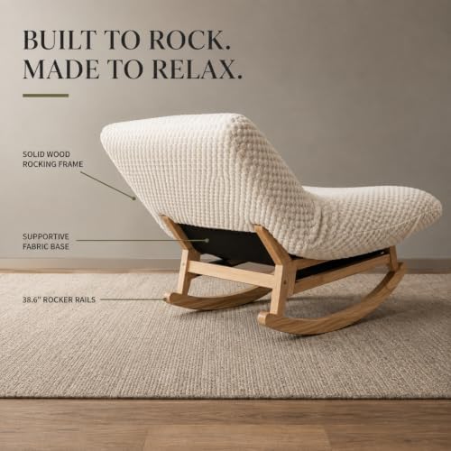 Oversized Chaise Lounge Chair, Plush Deep Seat, Rocking Base - Image 5