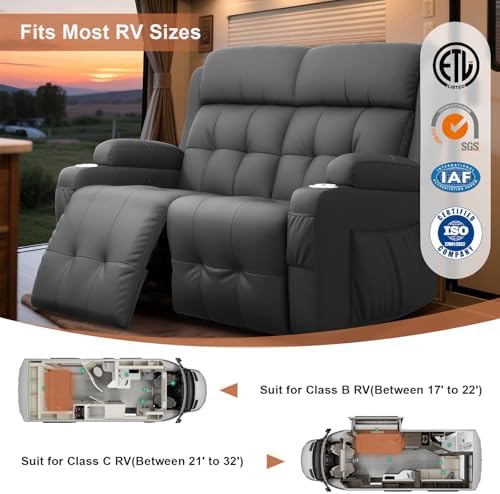 RV Loveseat Recliner Sofa, Wall Hugger Reclining RV Couch - Image 4