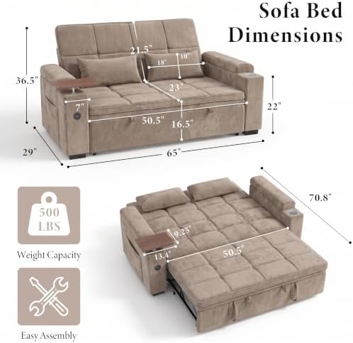Dreamzie 65'' Convertible Sleeper Sofa Bed - Image 2