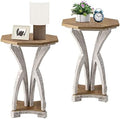 COSIEST Set of 2 Rustic Accent End Table, Octagonal Farmhouse Wood Side Table by COSIEST
