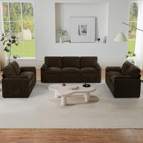 3 Pieces Chenille Sofa Set w/Two Arm Pillows - Image 7