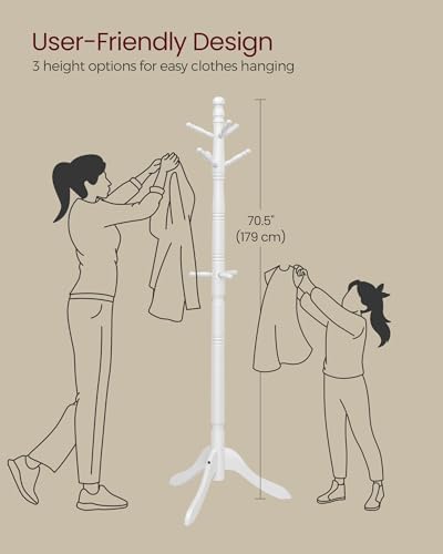 VASAGLE Freestanding Coat Rack, Rubber Wood Coat Tree - Image 5