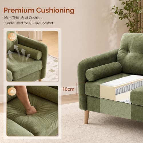 VINGLI 47" Green 2 Seater Chenille Sofa - Image 3