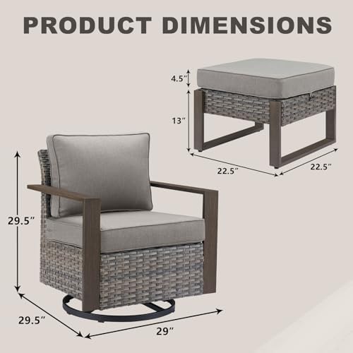 4 Pieces Outdoor Wicker Swivel Rocker Chairs - Image 5
