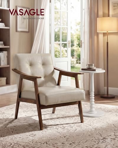 VASAGLE Accent Chair, PU Leather Armchair, Button Tufted, Thick Cushion - Image 3