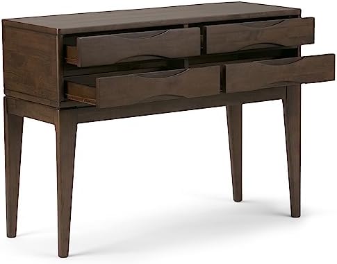 SIMPLIHOME Harper 40" Wide Solid Wood 4-Drawer Console Table in Walnut - Image 3